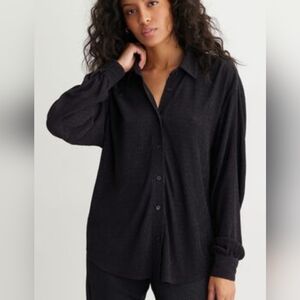 NWT No Comment Textured Button Front Blouse